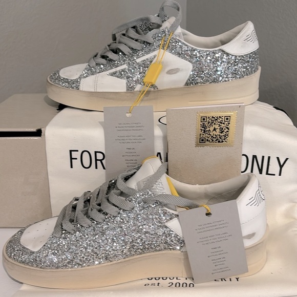 New with tags Golden Goose Women's Stardan white leather and glitter size 40 IT - Picture 2 of 14